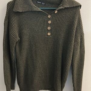 SHEIN Dark Green Knit Cowl Neck Sweater